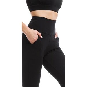 Lumiere Womens High Waisted Active Leggings with Pockets Black Size M (19)